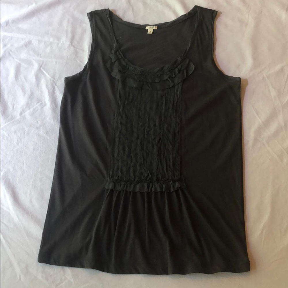 Dark Grey Cotton Tank, Ruffle detail- Size S